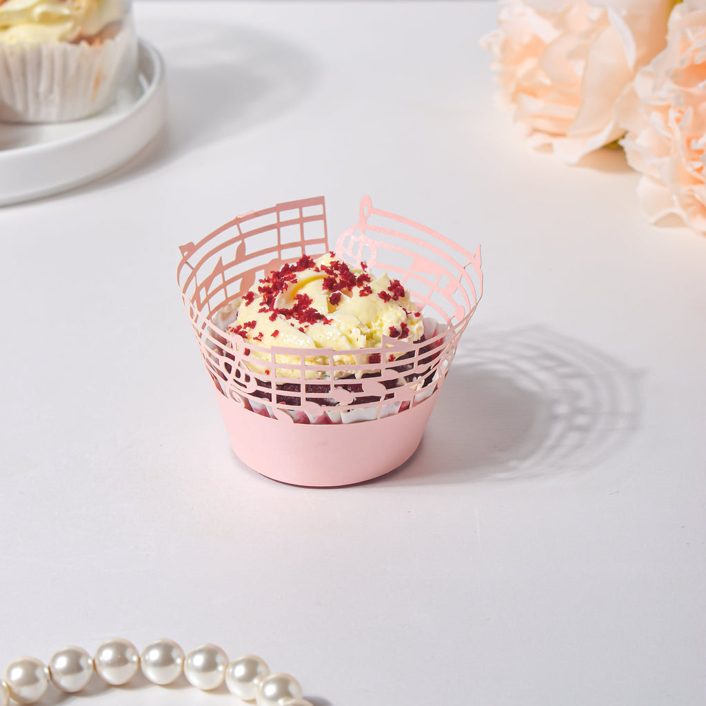 Pink Musical Notes Lace Cupcake Wrapper Set of 20 Nestasia