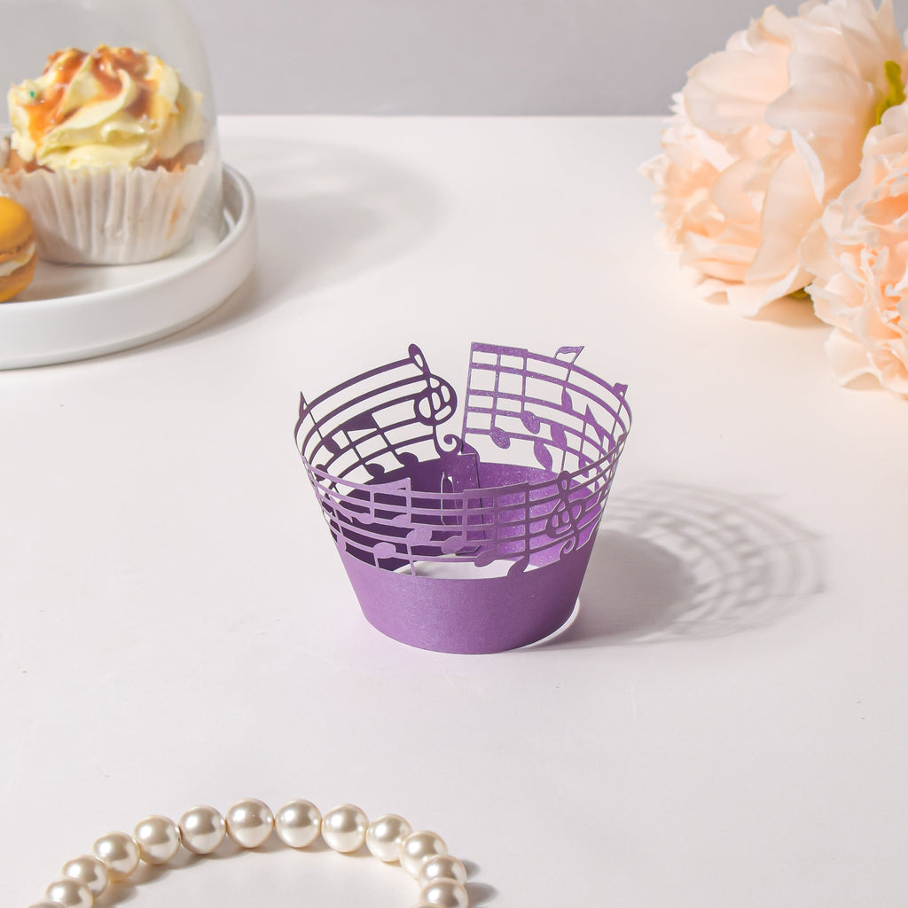 Purple Musical Notes Lace Cupcake Wrapper Set of 20 Nestasia