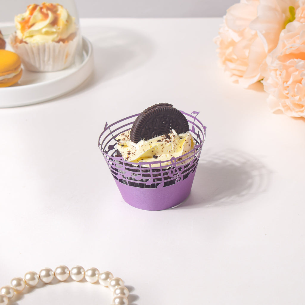 Purple Musical Notes Lace Cupcake Wrapper Set of 20 Nestasia