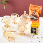 Homemade Delights Amber Glassware With Tea Hamper Set Of 4 Nestasia