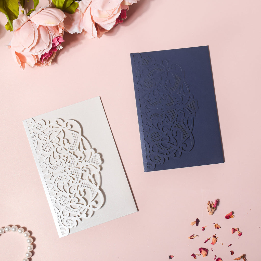 White Filigree Paper Envelope Set Of 10 Nestasia