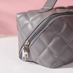 Makeup Pouch Large Capacity Quilted Grey Nestasia