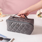 Makeup Pouch Large Capacity Quilted Grey Nestasia