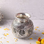 Brass Silver Plated Ashtalakshmi Kodam / Kalash (6.5 Inch) Vedansh Craft