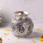 Brass Silver Plated Ashtalakshmi Kodam / Kalash (6.5 Inch) Vedansh Craft