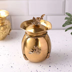 Brass Decorative Jar with Lid Neck Ribbon Bow Design Vedansh Craft