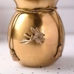 Brass Decorative Jar with Lid Neck Ribbon Bow Design Vedansh Craft