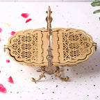 Brass Folding Serving Platter Biscuit Caddy Barrel Box (9.3 Inch) Vedansh Craft
