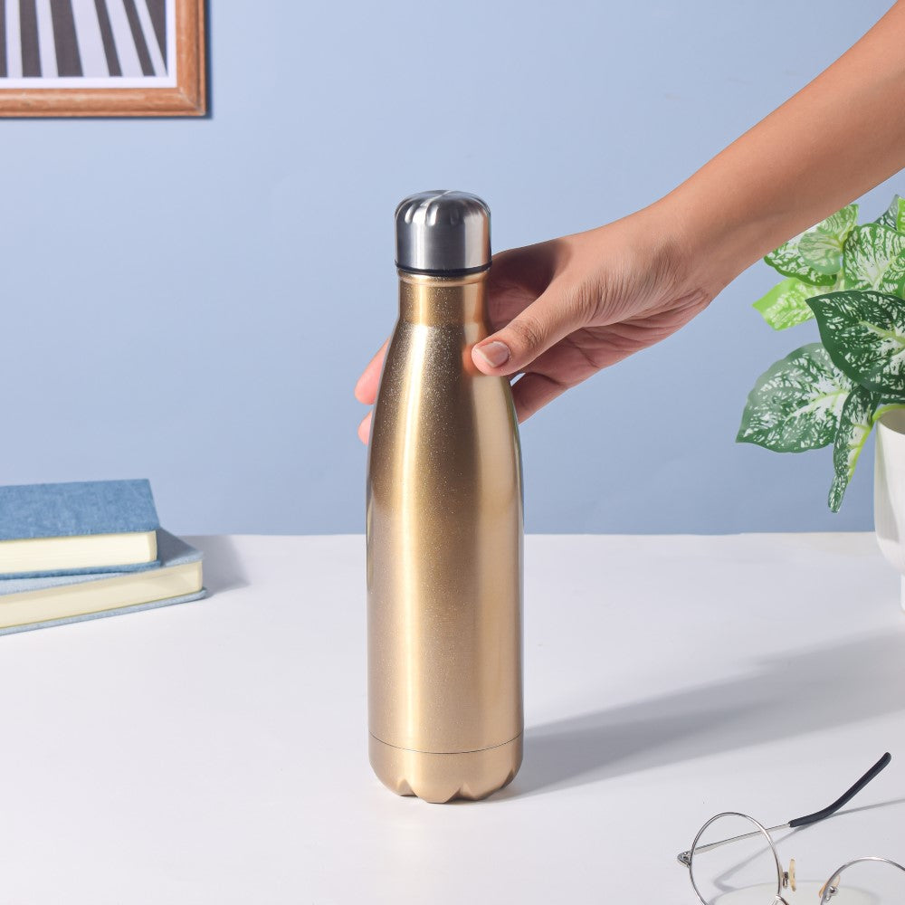 Stainless Steel Water Bottle Gold 500ml Nestasia