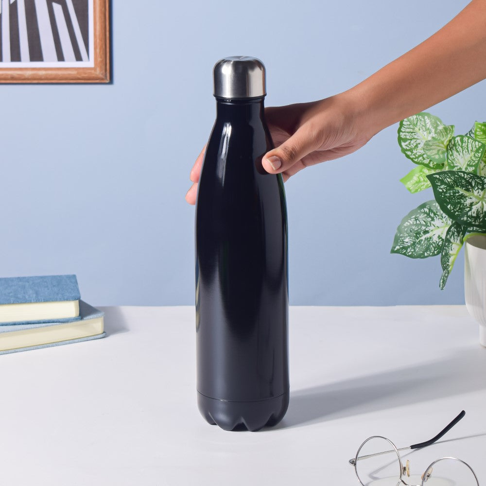 Stainless Steel Water Bottle Black 750ml Nestasia