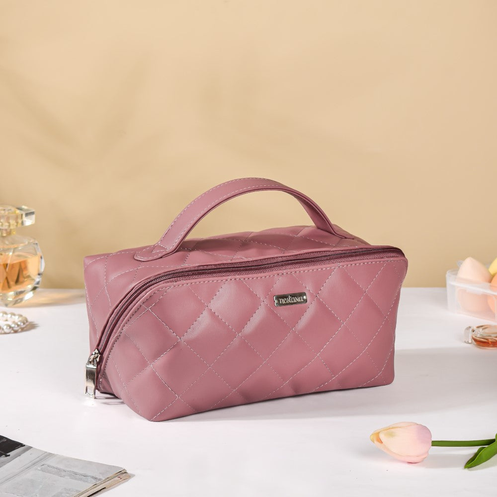 Makeup Pouch Organiser Pink Large Capacity Nestasia