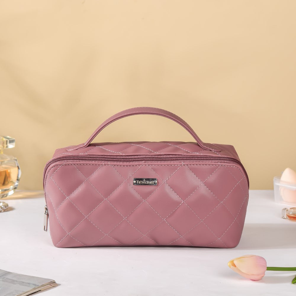Makeup Pouch Organiser Pink Large Capacity Nestasia