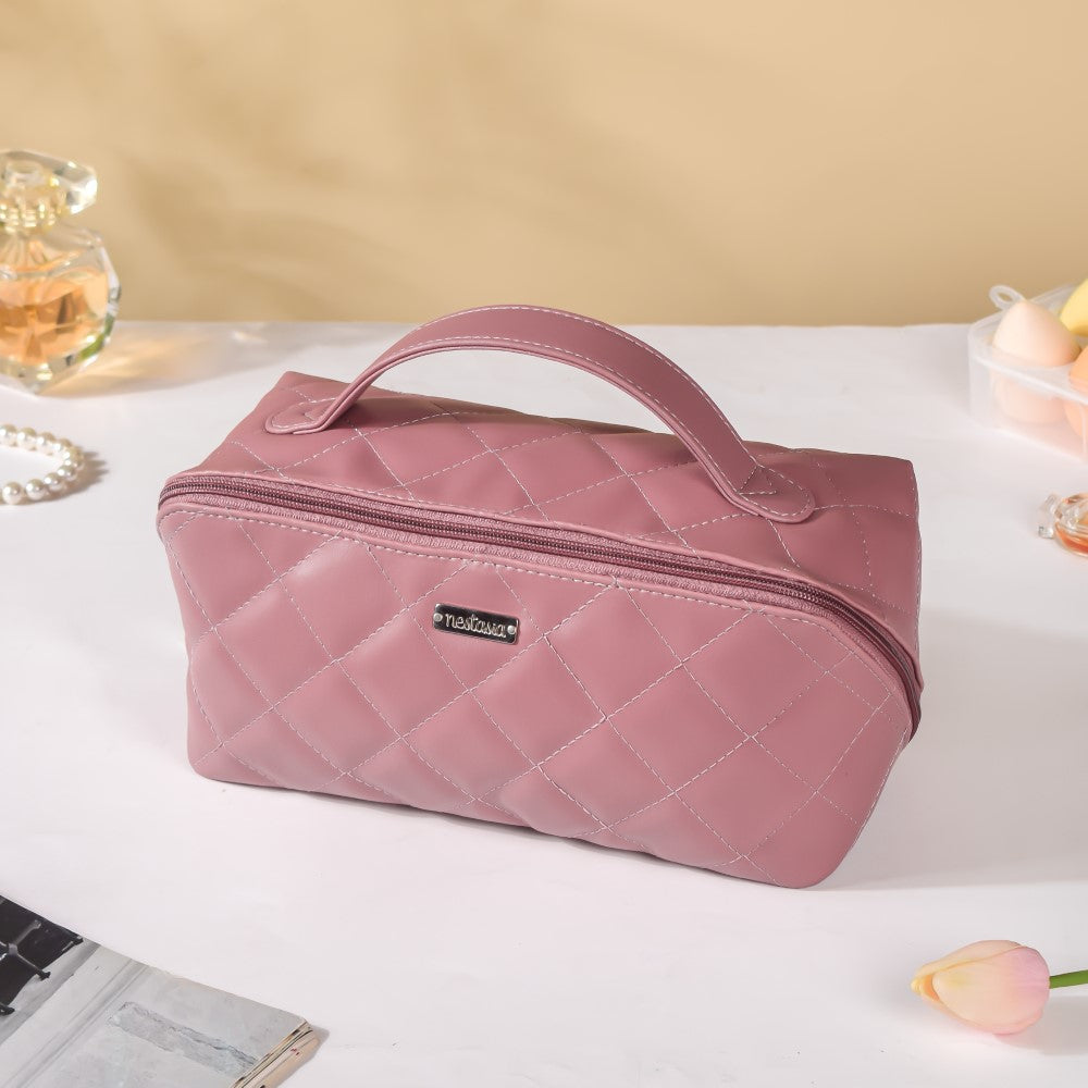 Makeup Pouch Organiser Pink Large Capacity Nestasia