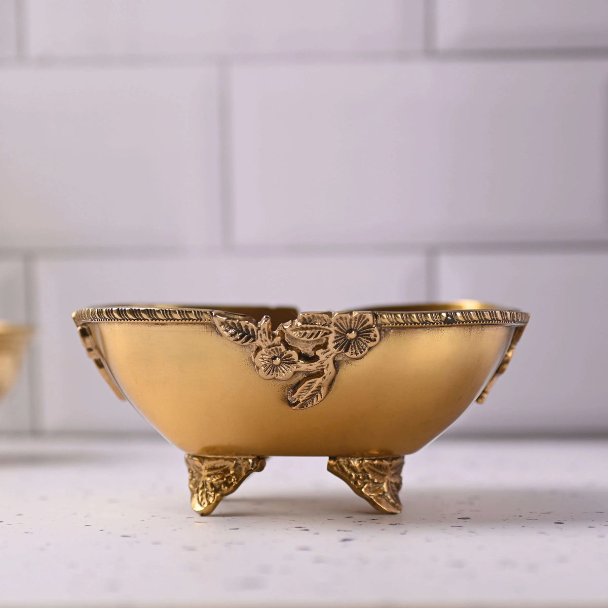 Brass Decorative Bowl With Handcrafted Floral Design (2.8 Inch) Vedansh Craft