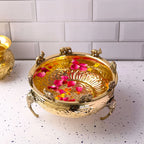 Brass Urli Bowl with Elephant Legs Vedansh Craft