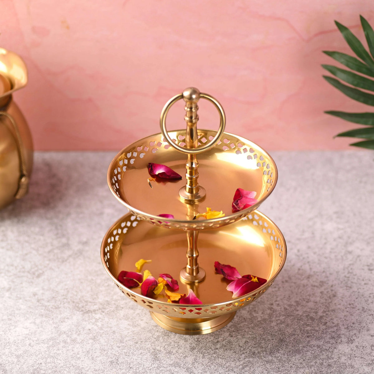Brass 2 Tier Cake/Fruit Stand (11.5 Inch) Vedansh Craft