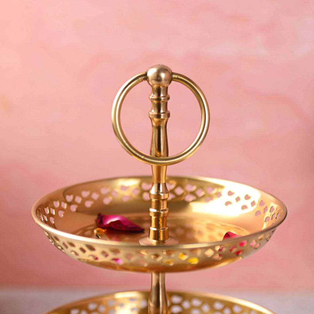 Brass 2 Tier Cake/Fruit Stand (11.5 Inch) Vedansh Craft