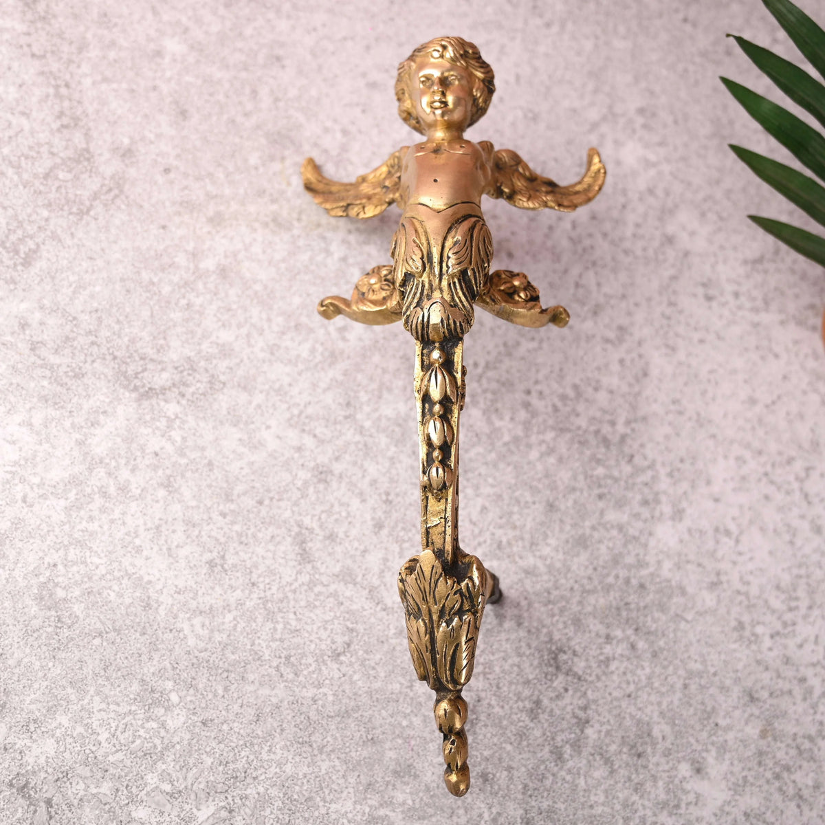 Brass Baby With Wings Door Handle (12.5 Inch) Vedansh Craft