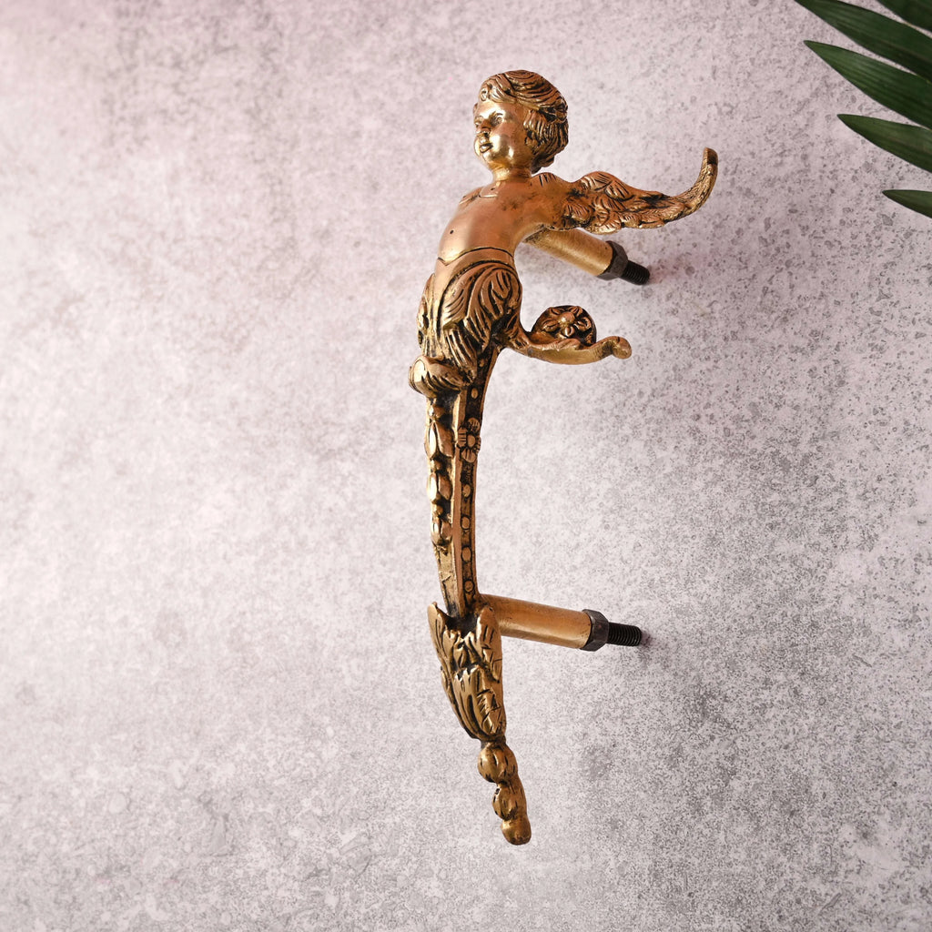 Brass Baby With Wings Door Handle (12.5 Inch) Vedansh Craft