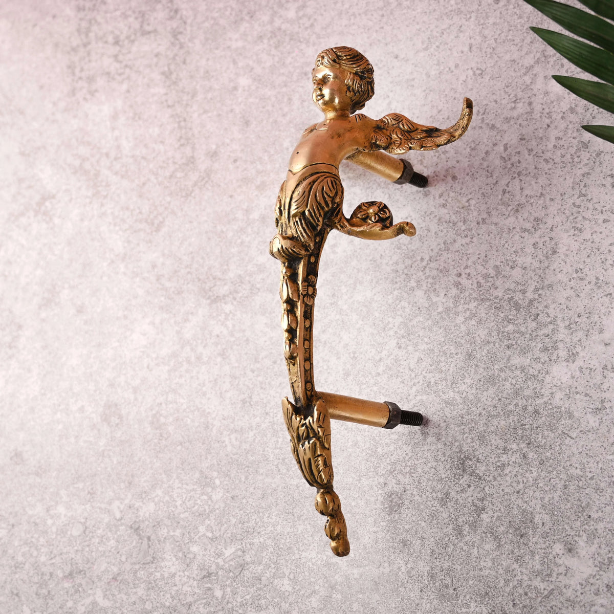 Brass Baby With Wings Door Handle (12.5 Inch) Vedansh Craft