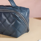 Makeup Pouch With Diagonal Side Zip Blue Grey Large Nestasia