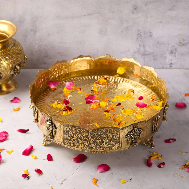 Brass Shankh Chakra Namah Urli Vedansh Craft