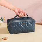 Makeup Pouch With Diagonal Side Zip Blue Grey Large Nestasia