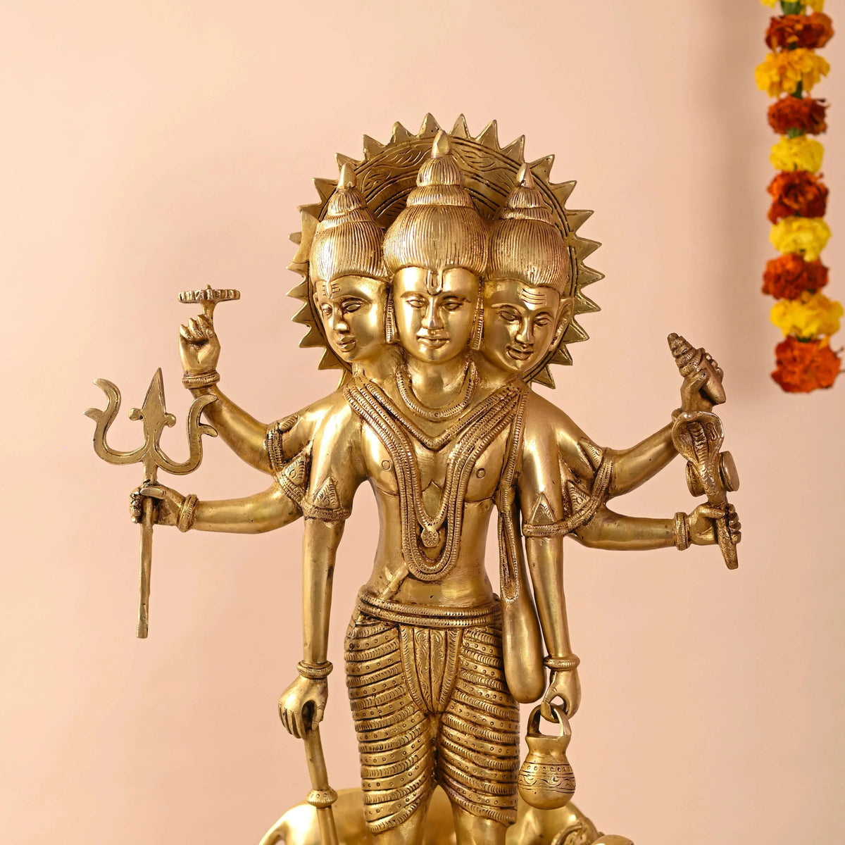 Brass Lord Dattatreya Standing Idol (23 Inch) Vedansh Craft
