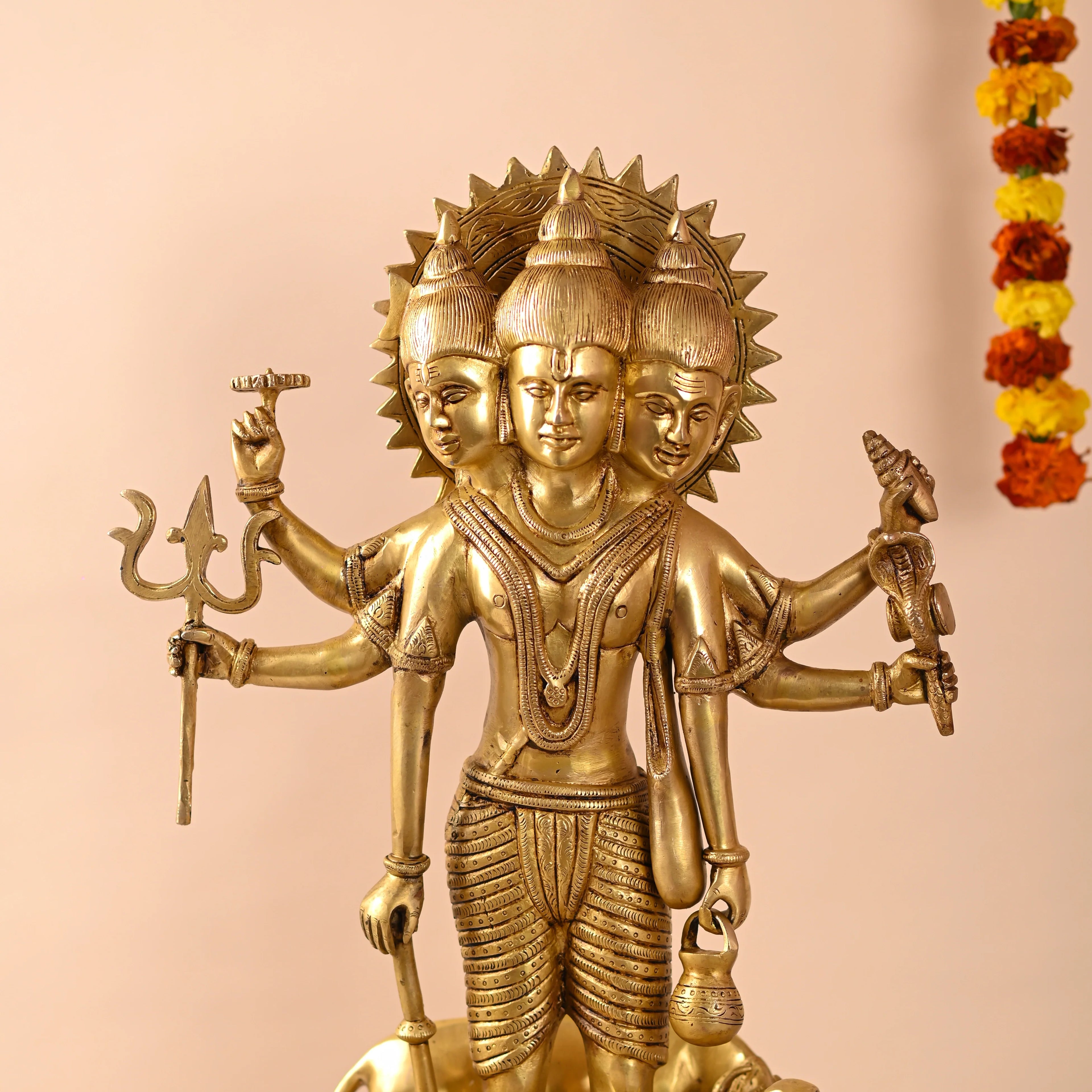 Brass Lord Dattatreya Standing Idol (23 Inch) Vedansh Craft