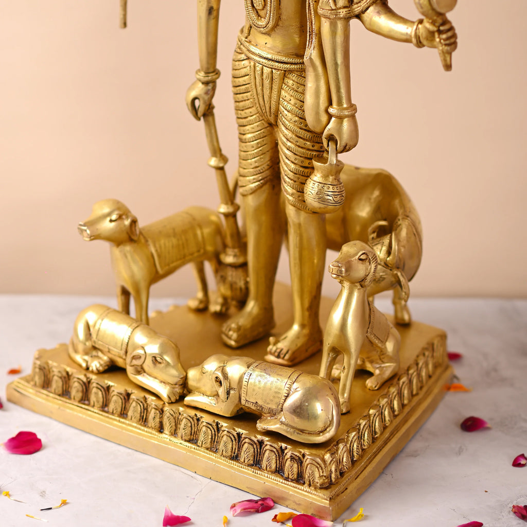 Brass Lord Dattatreya Standing Idol (23 Inch) Vedansh Craft