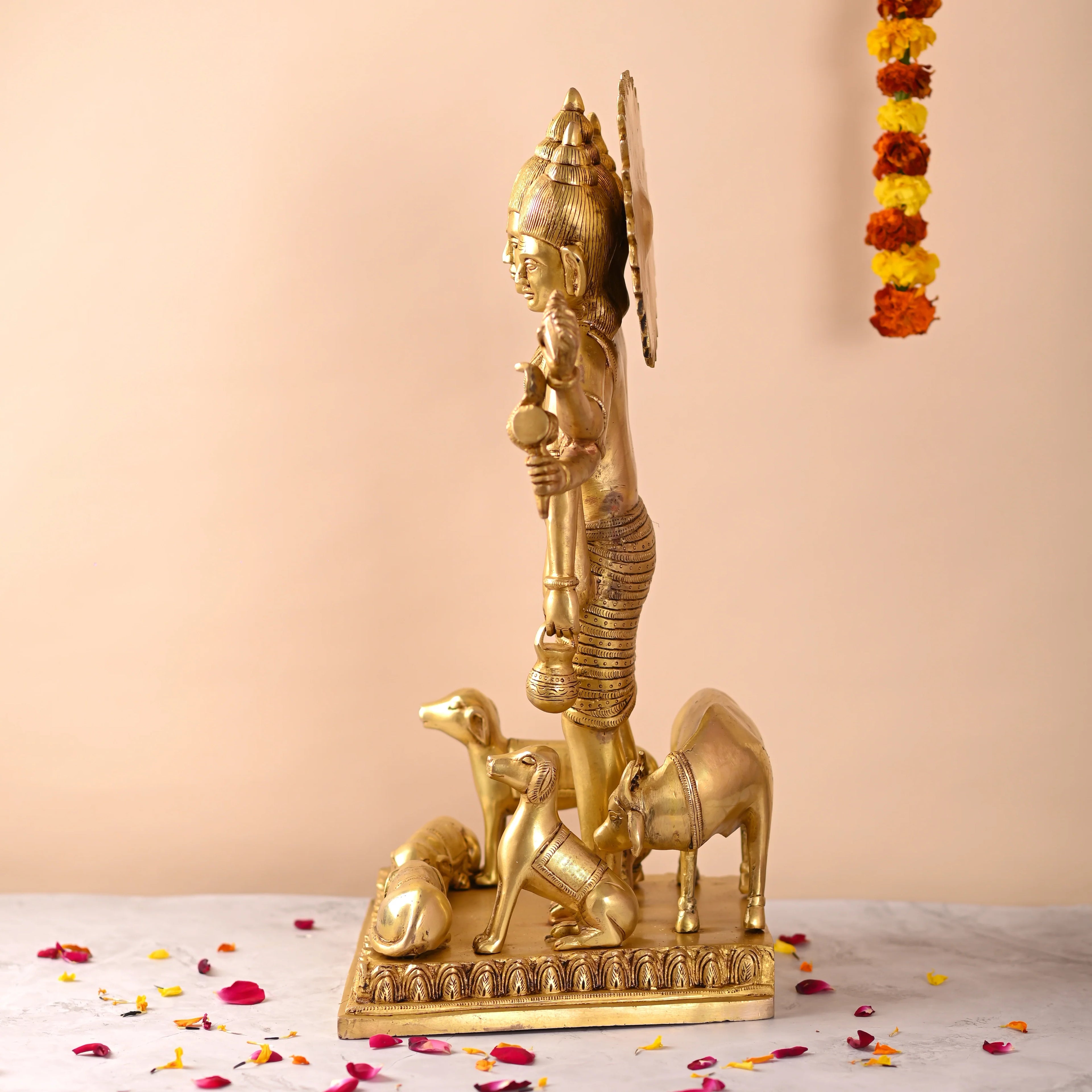 Brass Lord Dattatreya Standing Idol (23 Inch) Vedansh Craft