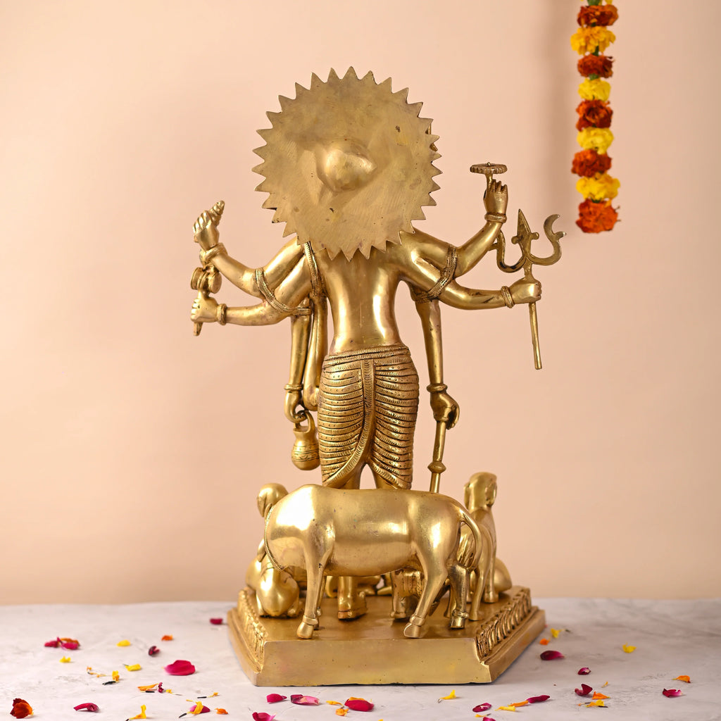 Brass Lord Dattatreya Standing Idol (23 Inch) Vedansh Craft