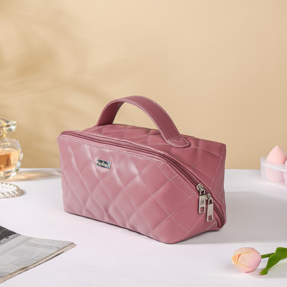 Makeup Pouch Organiser Pink Large Capacity Nestasia