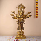 Brass Deep Standing Lakshmi with Ten Arms (13.5 Inch) Vedansh Craft