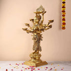 Brass Deep Standing Lakshmi with Ten Arms (13.5 Inch) Vedansh Craft