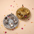 Brass Silver Plated Peacock Pooja Thali Set With Ghungroo (1 Kg) Vedansh Craft