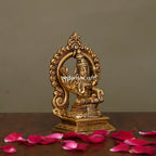 Brass Superfine Goddess Sitting Lakshmi On Throne (5.8 Inch) Vedansh Craft