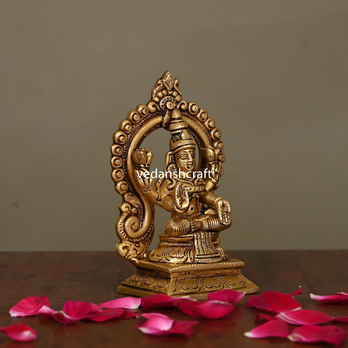 Brass Superfine Goddess Sitting Lakshmi On Throne (5.8 Inch) Vedansh Craft