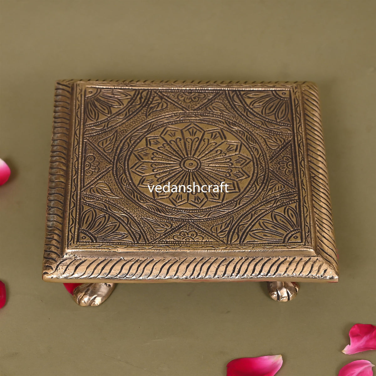 Brass Pooja Chowki (6 Inch) Vedansh Craft