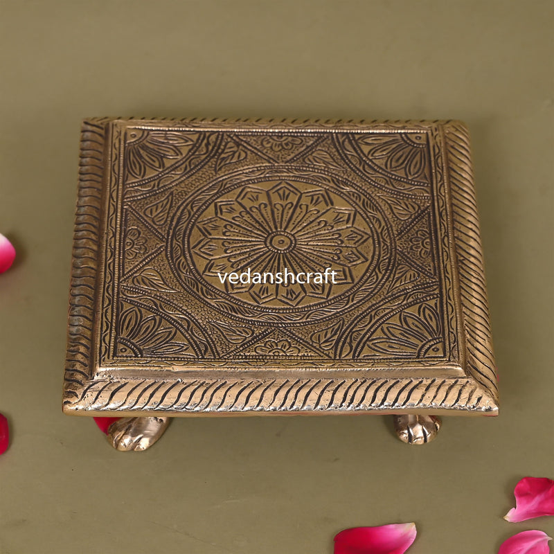 Brass Pooja Chowki (6 Inch) Vedansh Craft