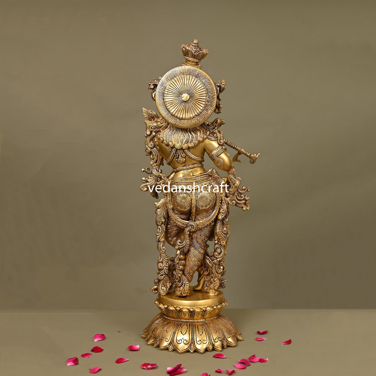 Brass Superfine Standing Krishna Statue/Idol (27 Inch) Vedansh Craft