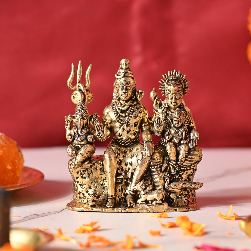Brass Sitting Shiv Family Lightweight Idol Vedansh Craft