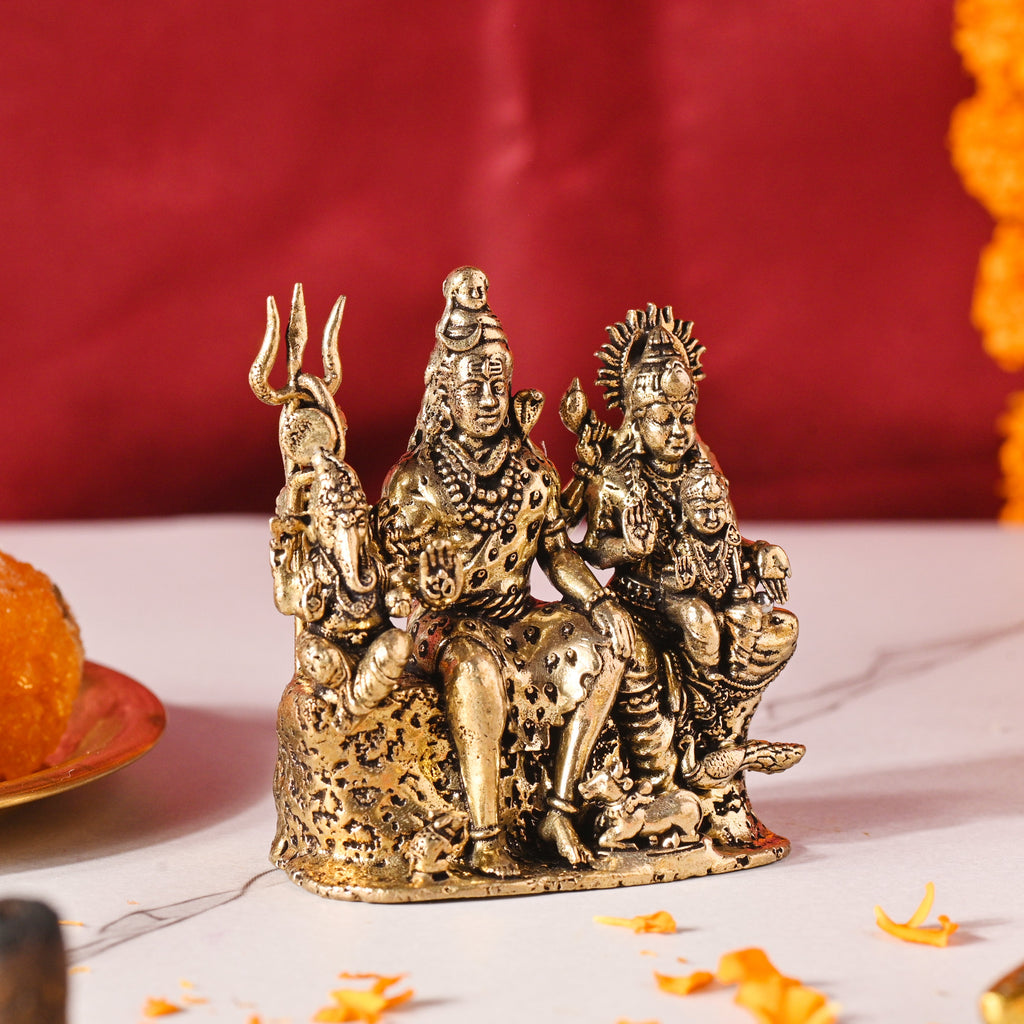 Brass Sitting Shiv Family Lightweight Idol Vedansh Craft