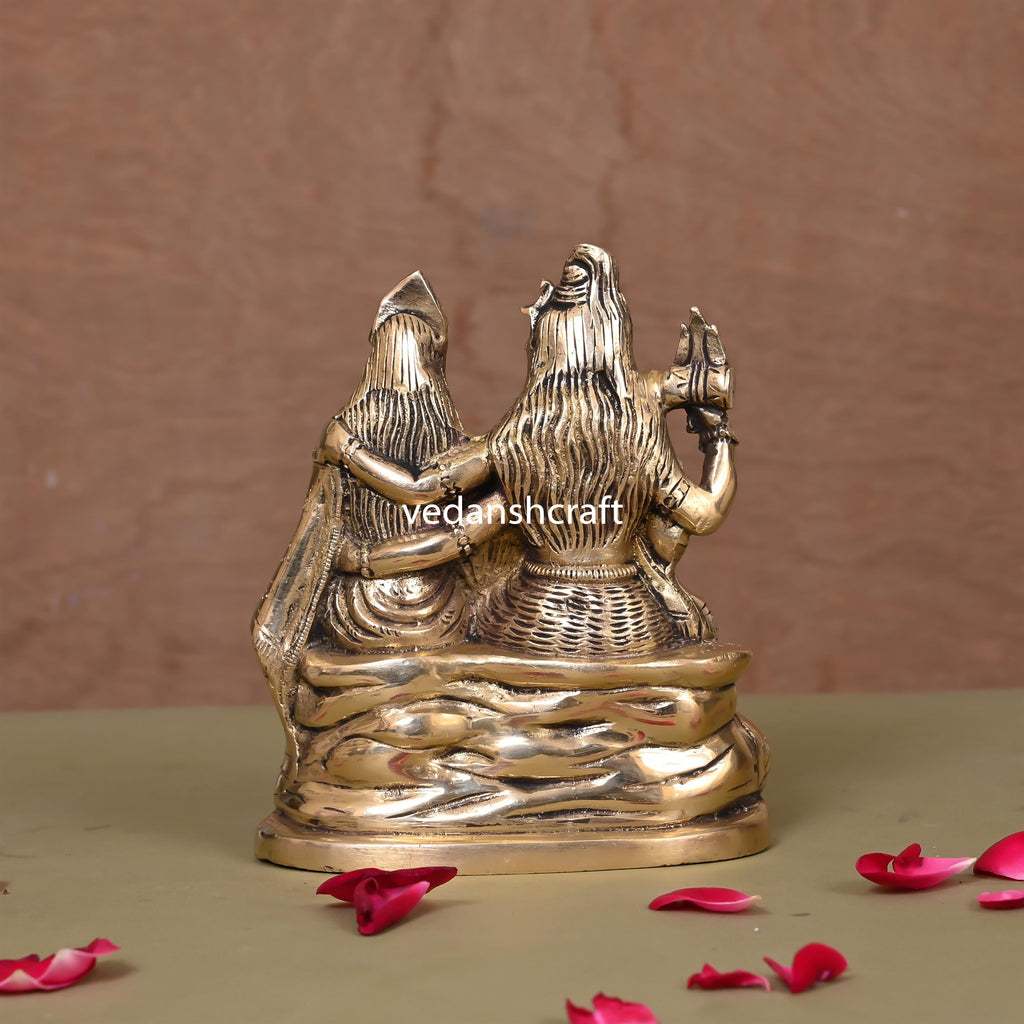 Brass Sitting Shiva Family Statue (6") Vedansh Craft