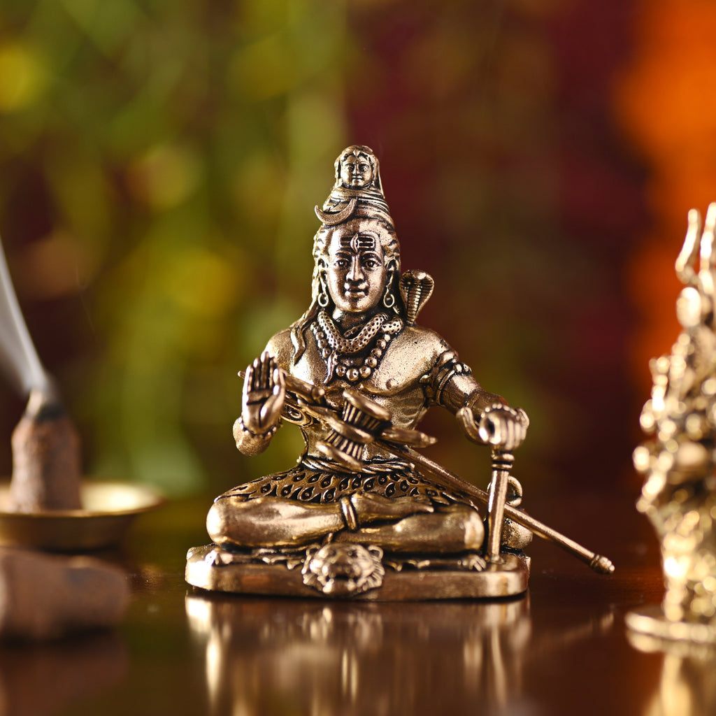 Brass Sitting Shiv Lightweight Idol – Handcrafted Traditional Brassware (3 Inch) Vedansh Craft