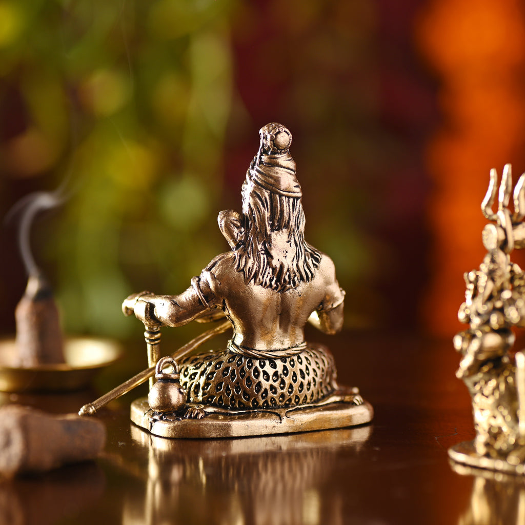 Brass Sitting Shiv Lightweight Idol – Handcrafted Traditional Brassware (3 Inch) Vedansh Craft