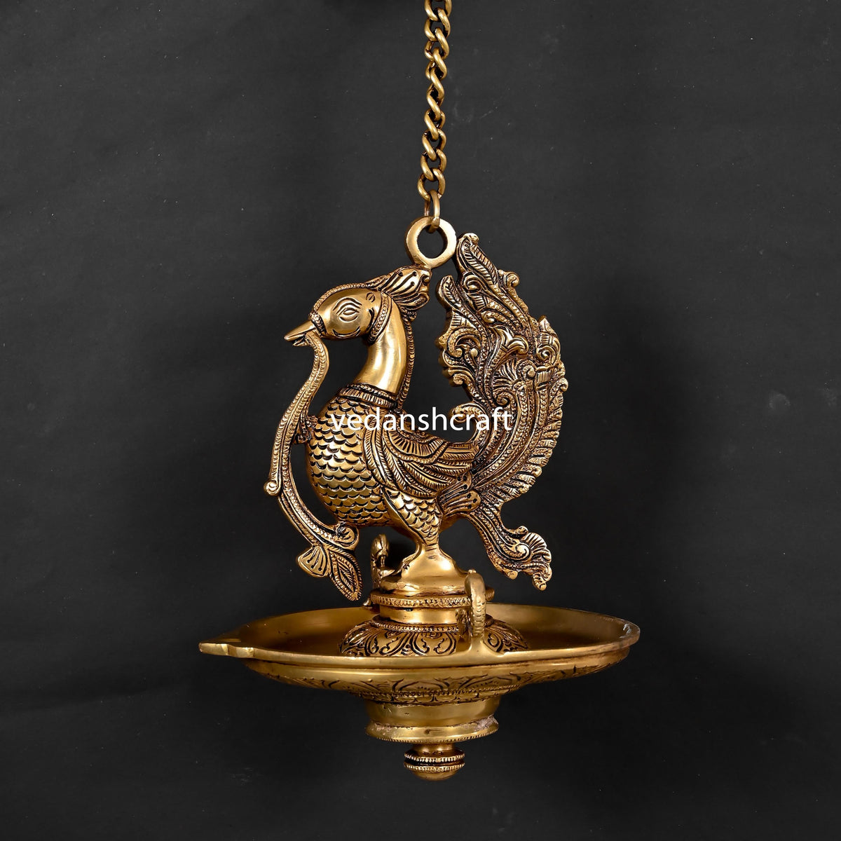 Brass Superfine Peacock Hanging Diya (26 Inch) Vedansh Craft