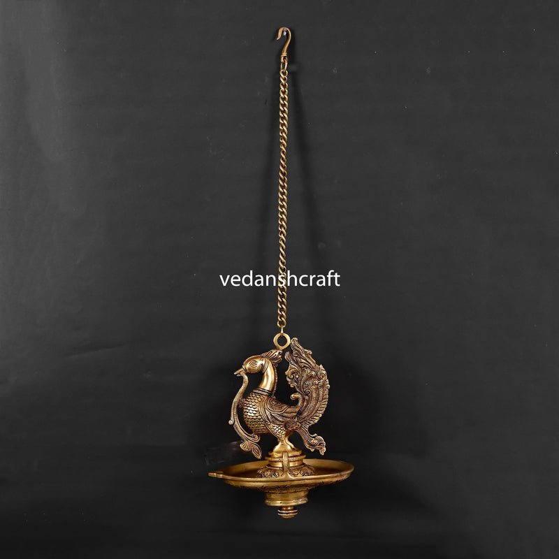 Brass Superfine Peacock Hanging Diya (26 Inch) Vedansh Craft