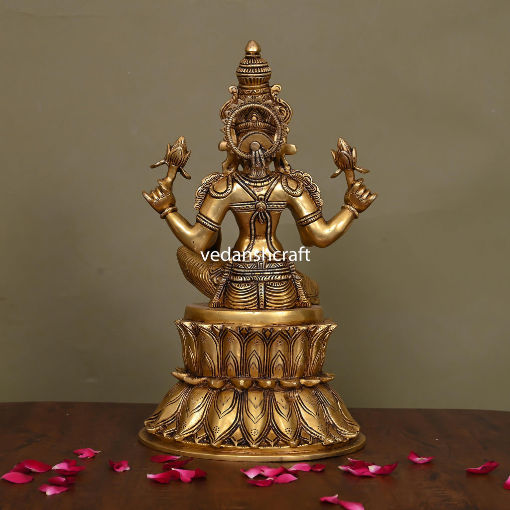 Brass Superfine Goddess Sitting Lakshmi Idol (14.5 Inch) Vedansh Craft