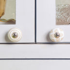 Textured Ceramic Door Knob White Set Of 6 Nestasia